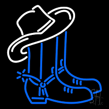 neon cowboy boots hat