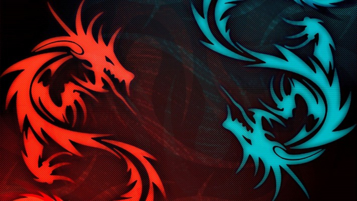 blue and red water and fire dragons