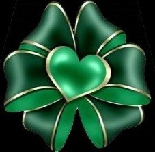 Christmas green bow heart