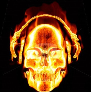 flame skull headphones $
