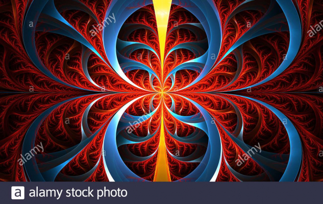 abstract fractal art illustration red and blue floral geometric ornament beautiful fractal illustration for creative graphic design