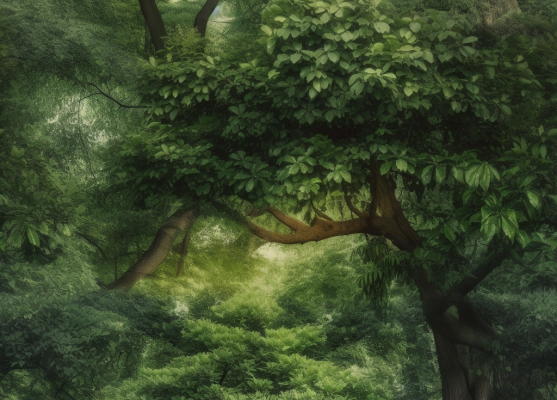 Realistic photo of forest tree full of leaves