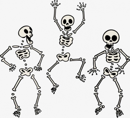 vector painted three skeletons dancing skeleton vector hand skeleton dance png 650 589