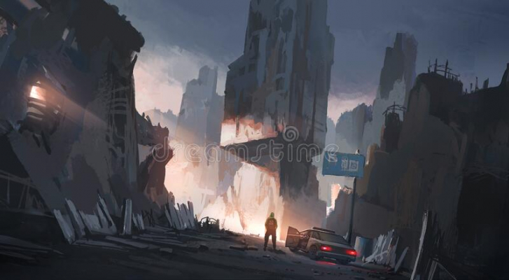 human city war digital illustration