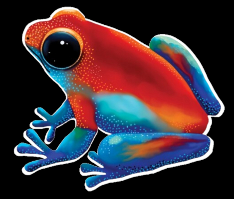 cool frog red and blue