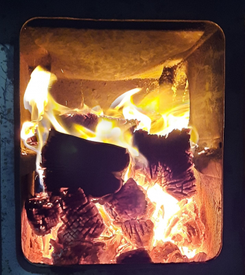 wood stove fire