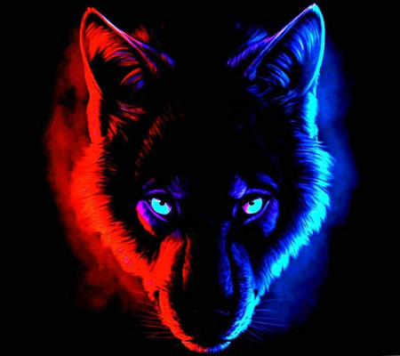 blue and red wolf