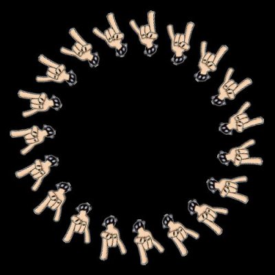 Heavy metal rock and roll devil horns hand sign with a black leather studded bracelet  Stock Vector round preview