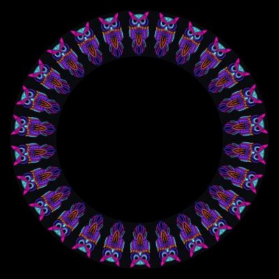 owl funky colors round preview